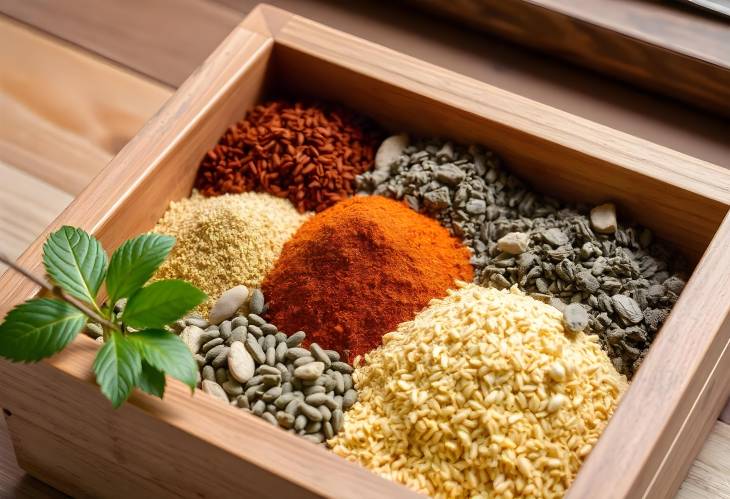 Culinary Treasures A Wooden Box Full of Spices